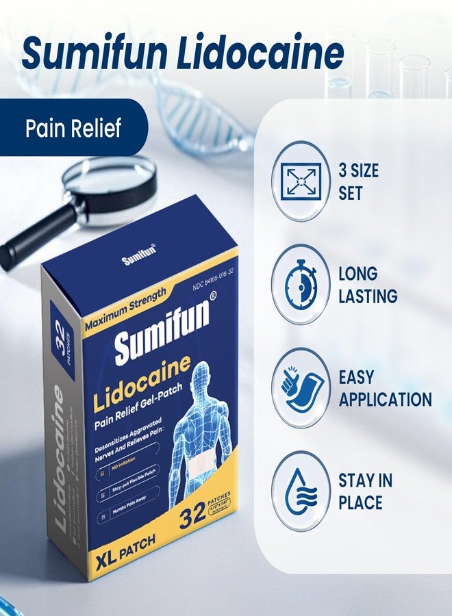 سوميفون لصقات سوميفن إكس إل ليدوكايين لتسكين الألم، 4% ليدوكايين، قوة قصوى، متوفرة بدون وصفة طبية، حجم كبير جدًا 4.72 بوصة × 7.87 بوصة لتغطية آلام الظهر الكاملة والمناطق الكبيرة، 32 لصقة - Image 3